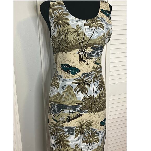 Hawaiian Originals by Basix khaki, Green Midi Beach Resort Wear Sundress Women S - Picture 6 of 6